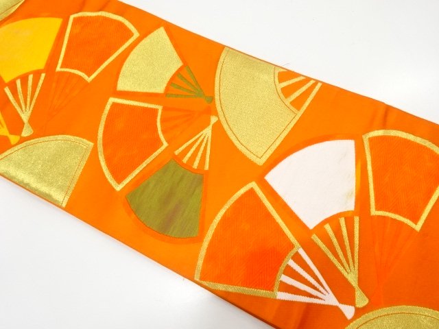 JAPANESE KIMONO / ANTIQUE OBI FOR KIDS / WOVEN FOLDING FAN PATTERN